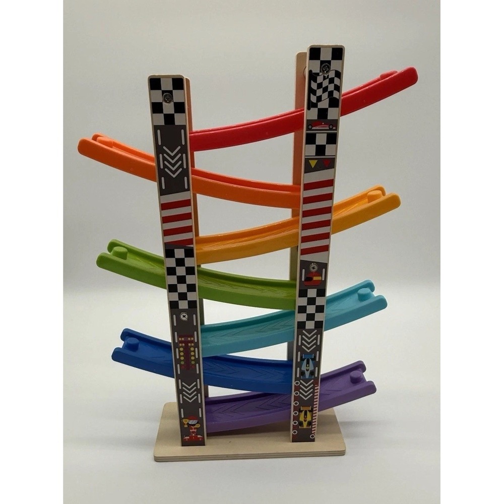 Wood City Wooden Car Ramp Race Track Rainbow Montessori Toy NO CARS